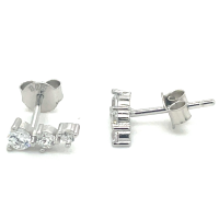 oorknoppen met zirkonia steentjes  9 mm zilver - 601431