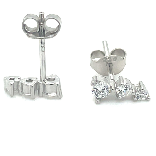 oorknoppen met zirkonia steentjes  9 mm zilver - 601431