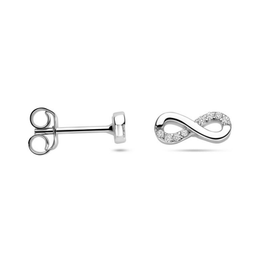 oorknoppen infinity met zirkonia steentjes 9 mm zilver - 601432