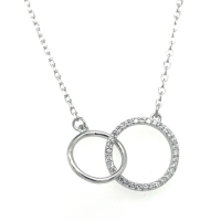 cirkel hangers met collier en zirkonia steentjes 41 - 43 - 45 cm - 601434