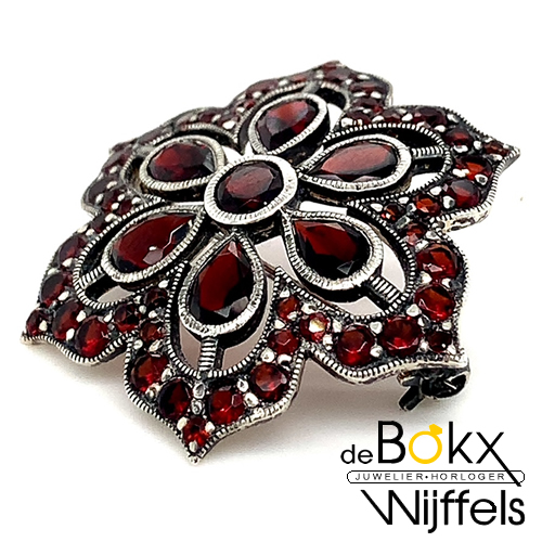 broche zilver met rode granaat - 57890 broche zilver met rode granaat - 57890