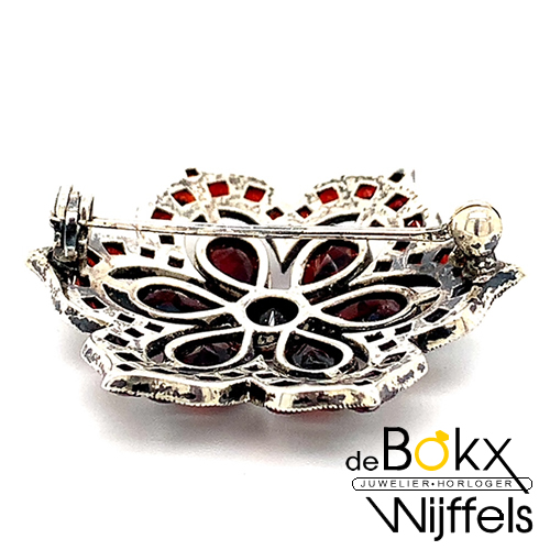 broche zilver met rode granaat - 57890 broche zilver met rode granaat - 57890