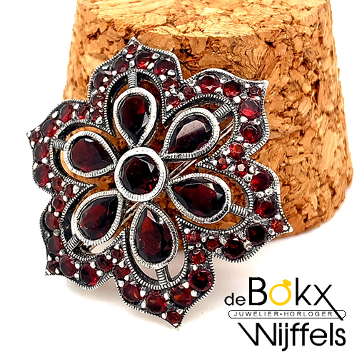 broche zilver met rode granaat - 57890 broche zilver met rode granaat - 57890