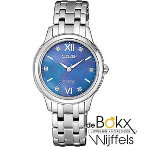 Citizen dames horloge EM0720-85N eco-drive titanium diamant - 56487 Citizen dames horloge EM0720-85N eco-drive titanium diamant - 56487