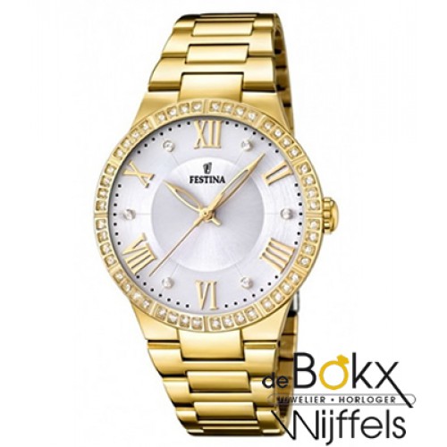 Festina dames horloge goud kleurig F16720/1 - 52271 Festina dames horloge goud kleurig F16720/1 - 52271