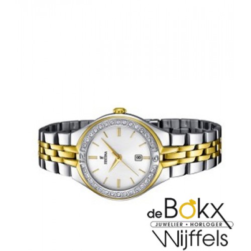 Festina dames bicolor horloge met steentjes F16868-1 - 55837 Festina dames bicolor horloge met steentjes F16868-1 - 55837