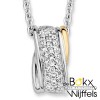 hanger zilver en goud met zirkonia en ketting 42-45cm - 58040 hanger zilver en goud met zirkonia en ketting 42-45cm - 58040