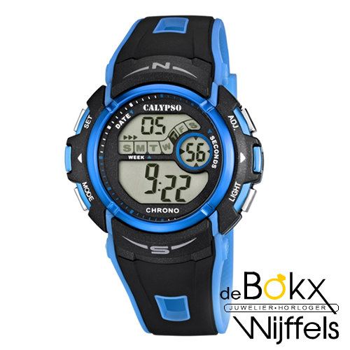 tienerhorloge Calypso digitaal zwart blauw K5610/6 - 57981 tienerhorloge Calypso digitaal zwart blauw K5610/6 - 57981