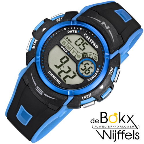 tienerhorloge Calypso digitaal zwart blauw K5610/6 - 57981 tienerhorloge Calypso digitaal zwart blauw K5610/6 - 57981
