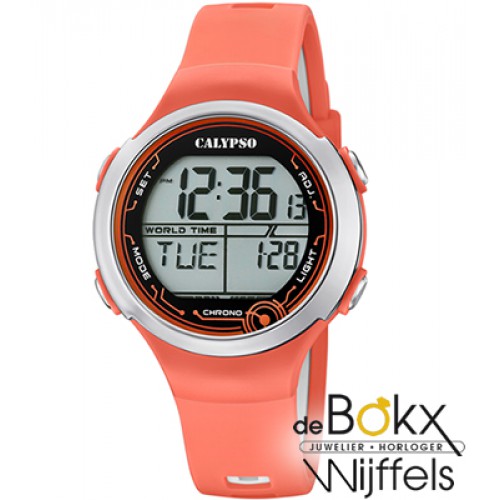 Kinderhorloge digitaal Calypso orange met lampje - 57388 Kinderhorloge digitaal Calypso orange met lampje - 57388
