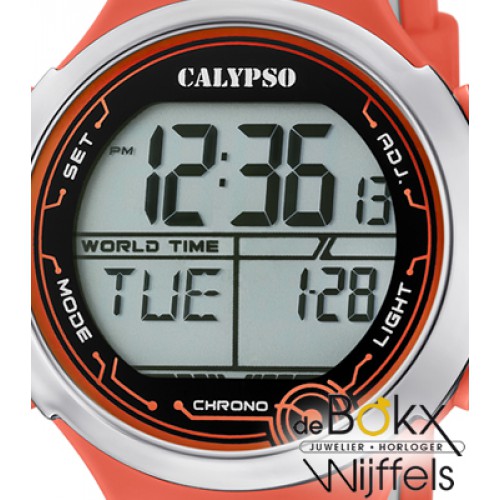 Kinderhorloge digitaal Calypso orange met lampje - 57388 Kinderhorloge digitaal Calypso orange met lampje - 57388