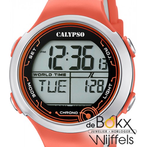 Kinderhorloge digitaal Calypso orange met lampje - 57388 Kinderhorloge digitaal Calypso orange met lampje - 57388