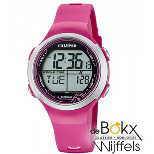 Kinderhorloge digitaal Calypso roze met lampje - 57390 Kinderhorloge digitaal Calypso roze met lampje - 57390