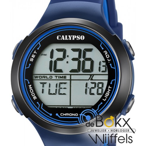 Kinderhorloge digitaal Calypso blauw met lampje - 57387 Kinderhorloge digitaal Calypso blauw met lampje - 57387