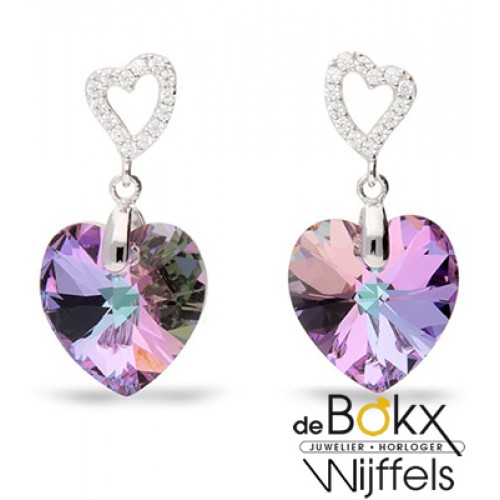 Oorbel met hartje swarovski in zilver - 56950 Oorbel met hartje swarovski in zilver - 56950