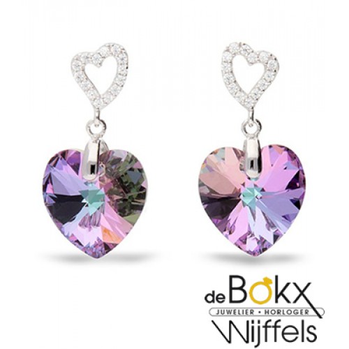 Oorbel met hartje swarovski in zilver - 56950 Oorbel met hartje swarovski in zilver - 56950