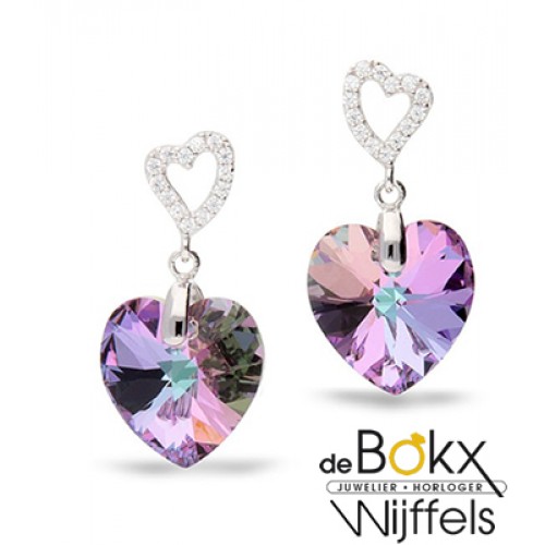 Oorbel met hartje swarovski in zilver - 56950 Oorbel met hartje swarovski in zilver - 56950