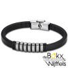 Heren armband zwart leer met staal van Lotus Style - 57371 Heren armband zwart leer met staal van Lotus Style - 57371