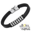 Heren armband zwart leer met staal van Lotus Style - 57371 Heren armband zwart leer met staal van Lotus Style - 57371