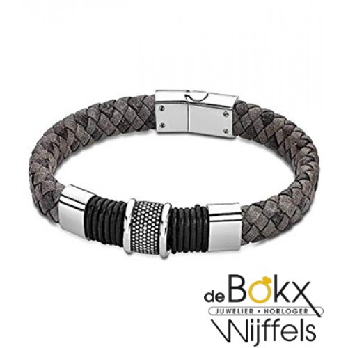 Lederen armband van Lotus is grijs leer en staal - 57099 Lederen armband van Lotus is grijs leer en staal - 57099