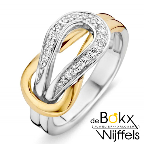 ring zilver met goud en zirkonia maat 54 - 58036 ring zilver met goud en zirkonia maat 54 - 58036