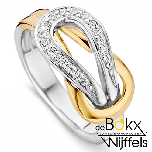 ring zilver met goud en zirkonia maat 54 - 58036 ring zilver met goud en zirkonia maat 54 - 58036