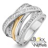 Brede ring van excellent in zilver met geelgoud en zirkonia maat 58 - 55138 Brede ring van excellent in zilver met geelgoud en zirkonia maat 58 - 55138