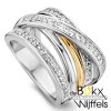 Brede ring van excellent in zilver met geelgoud en zirkonia maat 58 - 55138 Brede ring van excellent in zilver met geelgoud en zirkonia maat 58 - 55138