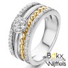 Zilveren ring met goud en zirkonia maat 54 - 55889 Zilveren ring met goud en zirkonia maat 54 - 55889