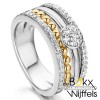 Zilveren ring met goud en zirkonia maat 54 - 55889 Zilveren ring met goud en zirkonia maat 54 - 55889