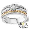 Zilveren ring met goud en zirkonia maat 54 - 55889 Zilveren ring met goud en zirkonia maat 54 - 55889