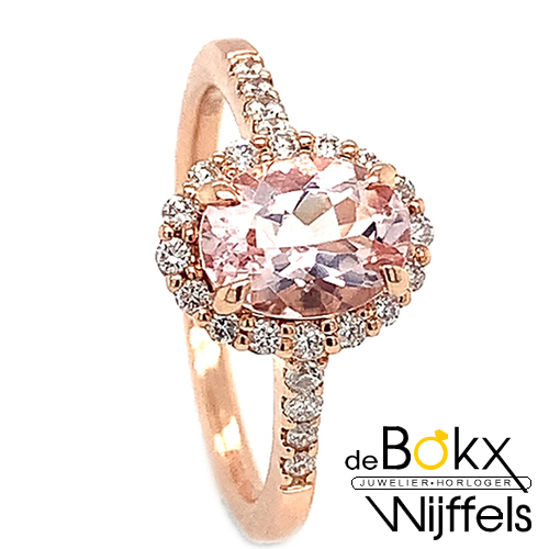 roze gouden ring met diamant en Morganiet maat 54 - 58142 roze gouden ring met diamant en Morganiet maat 54 - 58142
