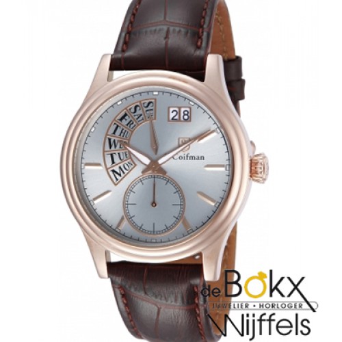 Bruine lederen band met roze S. Coifman heren horloge SC0290 - 55274 Bruine lederen band met roze S. Coifman heren horloge SC0290 - 55274