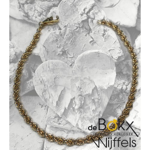 Geel gouden schakelarmband fantasie koort - 55216 Geel gouden schakelarmband fantasie koort - 55216