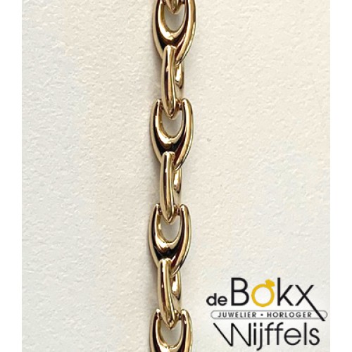 Geel gouden schakelarmband fantasie - 55213 Geel gouden schakelarmband fantasie - 55213
