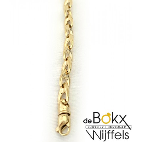 Geel gouden schakelarmband fantasie - 55213 Geel gouden schakelarmband fantasie - 55213