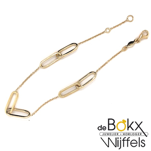 Gouden armband anker met vierkanten buis - 57530 Gouden armband anker met vierkanten buis - 57530