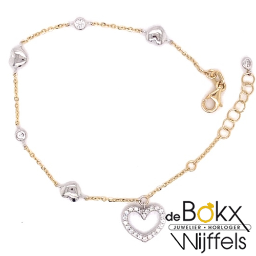 Gouden armband met hartjes voor de fijne polsen - 57541 Gouden armband met hartjes voor de fijne polsen - 57541