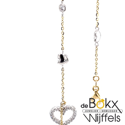Gouden armband met hartjes voor de fijne polsen - 57541 Gouden armband met hartjes voor de fijne polsen - 57541