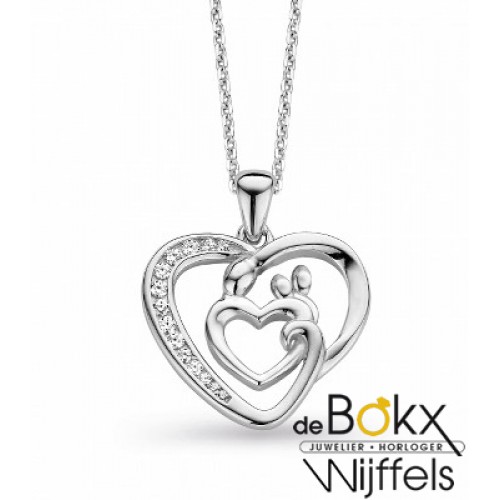 Hartjes hanger M' Amour met zirkonia moeder en 2 kindjes zilver z.48 - 56233 Hartjes hanger M' Amour met zirkonia moeder en 2 kindjes zilver z.48 - 56233